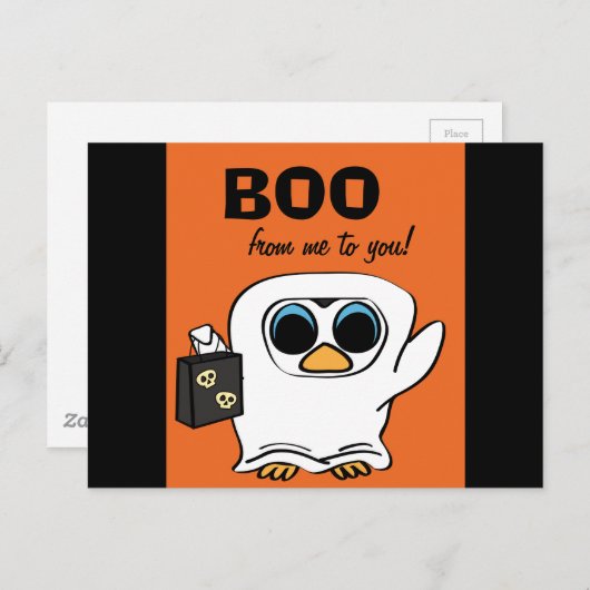 Pinguin in Ghost Costume Trick oder Trete Postkarte (Vorne/Hinten)