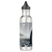 Pinguin in grauem Geometrie Circle Dot Beach Muste Edelstahlflasche (Links)