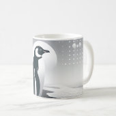 Pinguin in grauem Geometrie Circle Dot Beach Muste Kaffeetasse (VorderseiteRechts)