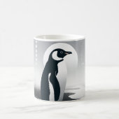 Pinguin in grauem Geometrie Circle Dot Beach Muste Kaffeetasse (Mittel)