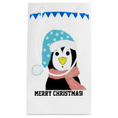 Pinguin in Holiday Hat und Scarf Kleine Geschenktüte (Vorderseite)