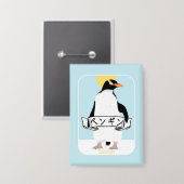 Pinguin in japanischer Sprache Button (Vorderseite/Rückseite)