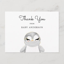 Pinguin in Mask Baby Dusche Vielen Dank Postkarte