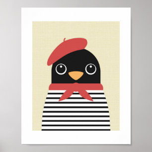 Pinguin in Paris Poster Print