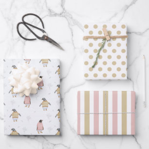 Pinguin in Pullovern Geschenkpapier Set von 3