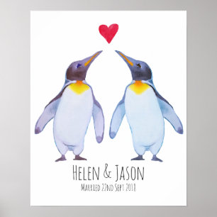 Pinguin Individuellen Namens Hochzeit Kunst Poster