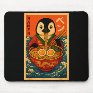 Pinguin isst Ramen japanische Nudeln Lustig Mousepad