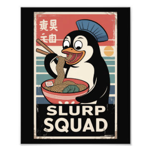 Pinguin isst Ramen Lustiges Schlürf-Team Fotodruck
