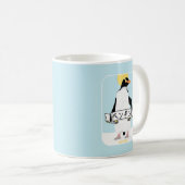 Pinguin Japanisch Schrift, die Pinguin liest Kaffeetasse (VorderseiteRechts)