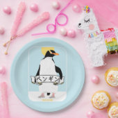 Pinguin Japanisch Schrift, die Pinguin liest Pappteller (Party)