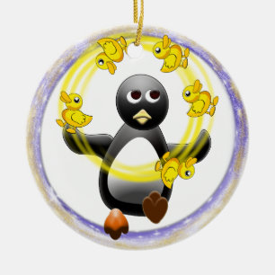PINGUIN-JONGLIERENDE ENTEN-WEIHNACHTSverzierung Keramik Ornament