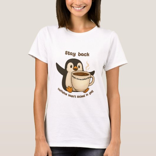 Pinguin-Kaffeewarnung T-Shirt (Vorderseite)