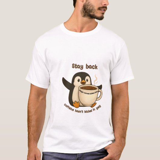 Pinguin-Kaffeewarnung T-Shirt (Vorderseite)