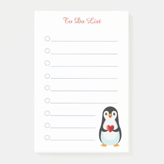 Pinguin & Kalligraphie auf weißen, mit einem Rand Post-it Klebezettel (Vorderseite)