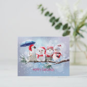Pinguin, Katze, Eule und Schneemann unter dem Schn Ankündigungspostkarte (Stehend Vorderseite)