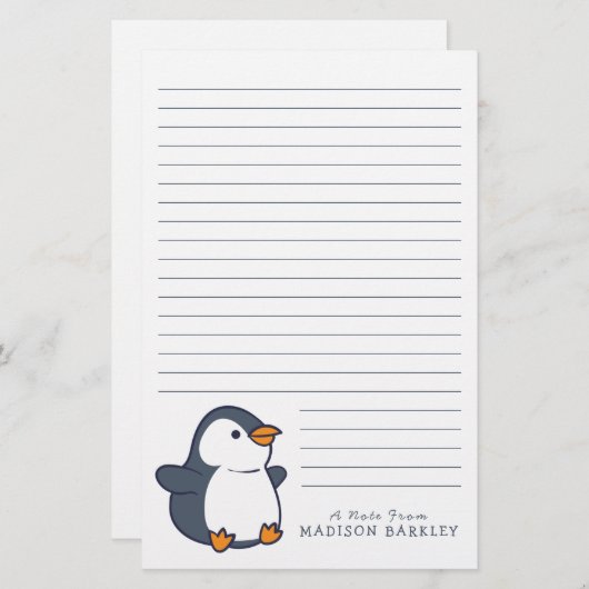 Pinguin-Kinder-Adorable Briefpapier (Vorne/Hinten)