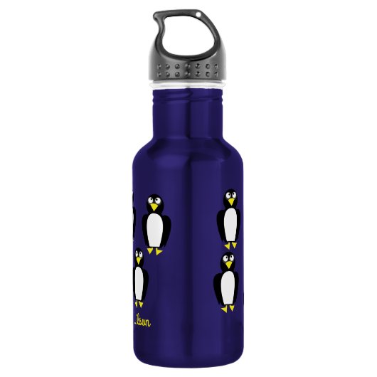 Pinguin Kinder Wasserflasche mit Name (Rückseite)