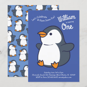 Pinguin Kindergeburtstag Party Einladung