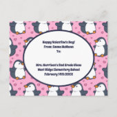 Pinguin-Klasse Valentine Niedliche Kinderkarte Postkarte (Rückseite)