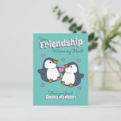 Pinguin-Klassenzimmer Valentine Niedlich Freundsch Postkarte (Stehend Vorderseite)