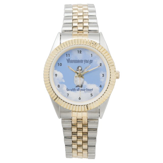 Pinguin Konfuzius Attitude Zitat Inspiration Armbanduhr (Vorderseite)