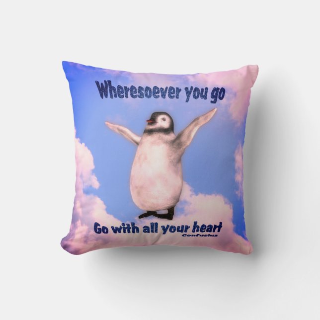 Pinguin Konfuzius Attitude Zitat Inspiration Kissen (Vorderseite)