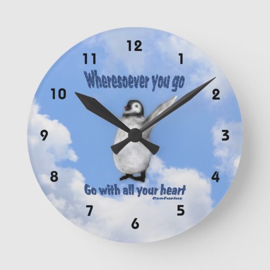 Pinguin Konfuzius Attitude Zitat Inspiration  Runde Wanduhr (Vorderseite)