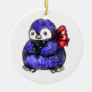 Pinguin-Küken Keramik Ornament
