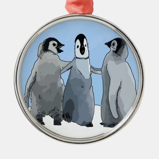 Pinguin-Kumpel Ornament Aus Metall (Vorne)