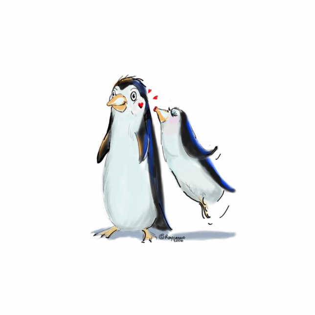 Pinguin-Kuss Freistehende Fotoskulptur (Vorne)