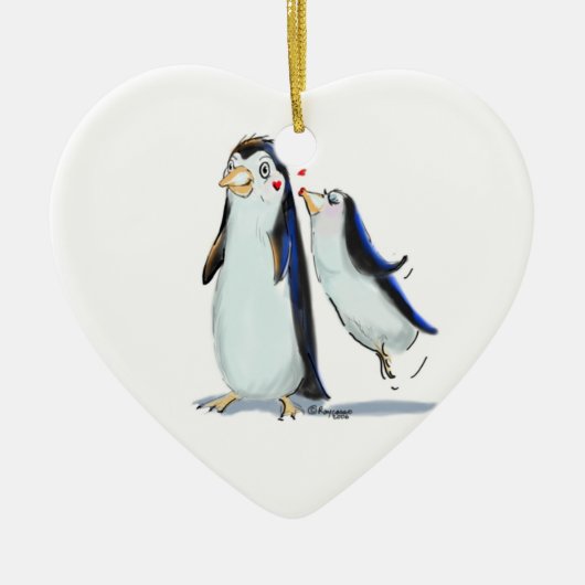 Pinguin-Kuss Keramik Ornament (Vorne)
