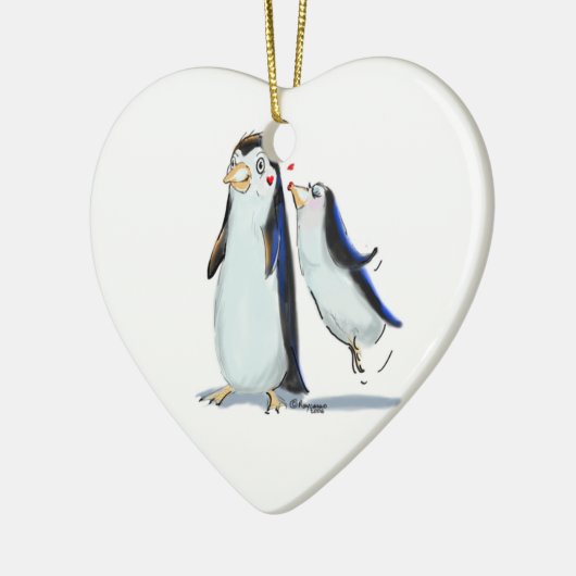 Pinguin-Kuss Keramik Ornament (Links)