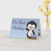Pinguin lächelt alles- Gute zum Geburtstagkarte Karte (Gelbe Blume)