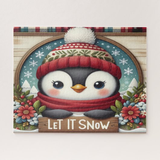 Pinguin Lass es schneien Puzzle (Horizontal)