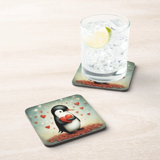 Pinguin Liebe 1 Getränkeuntersetzer (Rechte Seite)