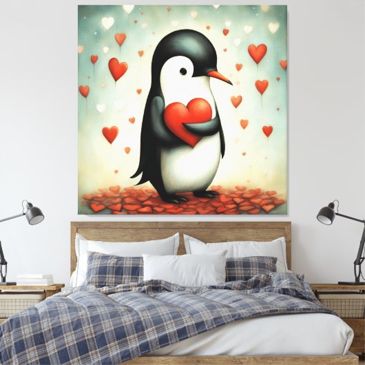 Pinguin Liebe 1 Leinwanddruck (Insitu (Schlafzimmer))