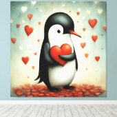 Pinguin Liebe 1 Leinwanddruck (Insitu (Holzboden))
