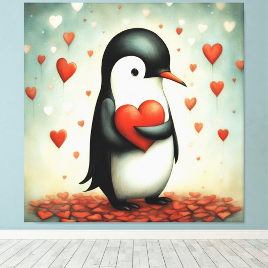 Pinguin Liebe 1 Leinwanddruck (Insitu (Holzboden))