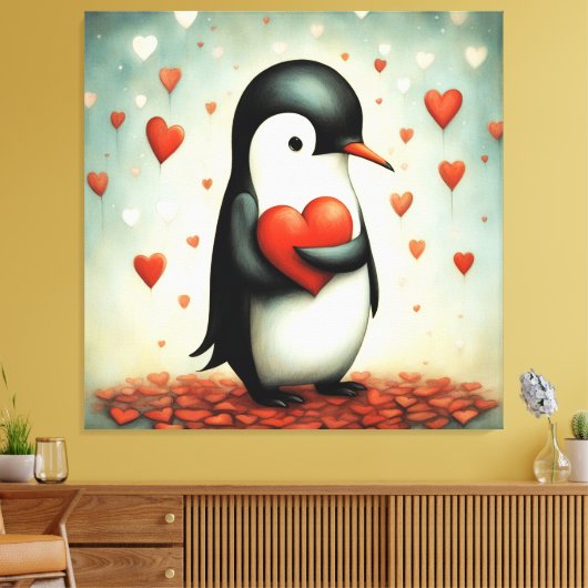 Pinguin Liebe 1 Leinwanddruck (Insitu (Wohnzimmer))