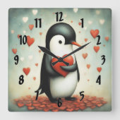 Pinguin Liebe 1 Quadratische Wanduhr (Vorderseite)