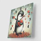Pinguin Liebe 1 Quadratische Wanduhr (Winkel)