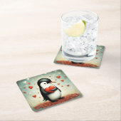 Pinguin Liebe 1 Rechteckiger Pappuntersetzer (Vor Ort)