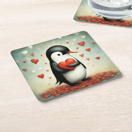 Pinguin Liebe 1 Rechteckiger Pappuntersetzer (angewinkelt)