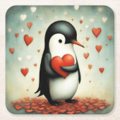 Pinguin Liebe 1 Rechteckiger Pappuntersetzer (Vorderseite)