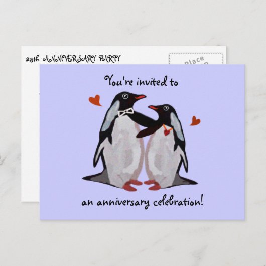 Pinguin Liebe 25. Geburtstag Postkarten (Vorne/Hinten)