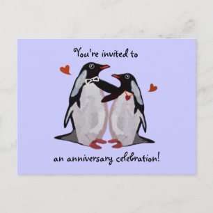 Pinguin-Liebe 25. Jubiläumspostkarten Einladungspostkarte