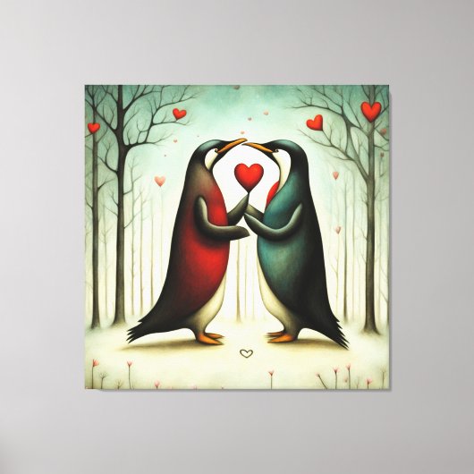 Pinguin Liebe 2 Leinwanddruck (Vorderseite)