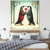 Pinguin Liebe 2 Leinwanddruck (Insitu (Schlafzimmer))