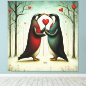 Pinguin Liebe 2 Leinwanddruck (Insitu (Holzboden))