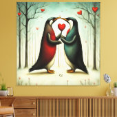 Pinguin Liebe 2 Leinwanddruck (Insitu (Wohnzimmer))